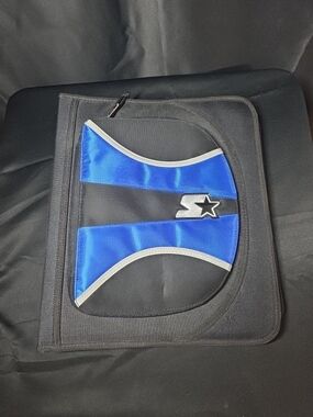 Vintage Genuine Starter Brand Zipper 3-Ring Binder Collector Case Black And Blue